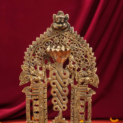 Brass Singhasan With Prabhavali Craft (10.5 Inch)