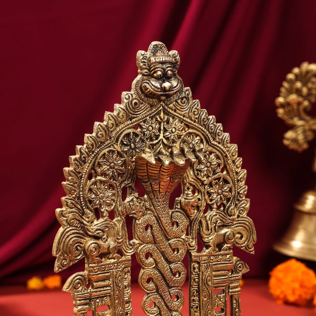 Brass Singhasan With Prabhavali Craft (10.5 Inch)