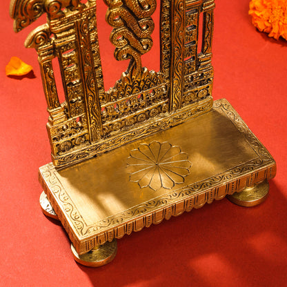 Brass Singhasan With Prabhavali Craft (10.5 Inch)