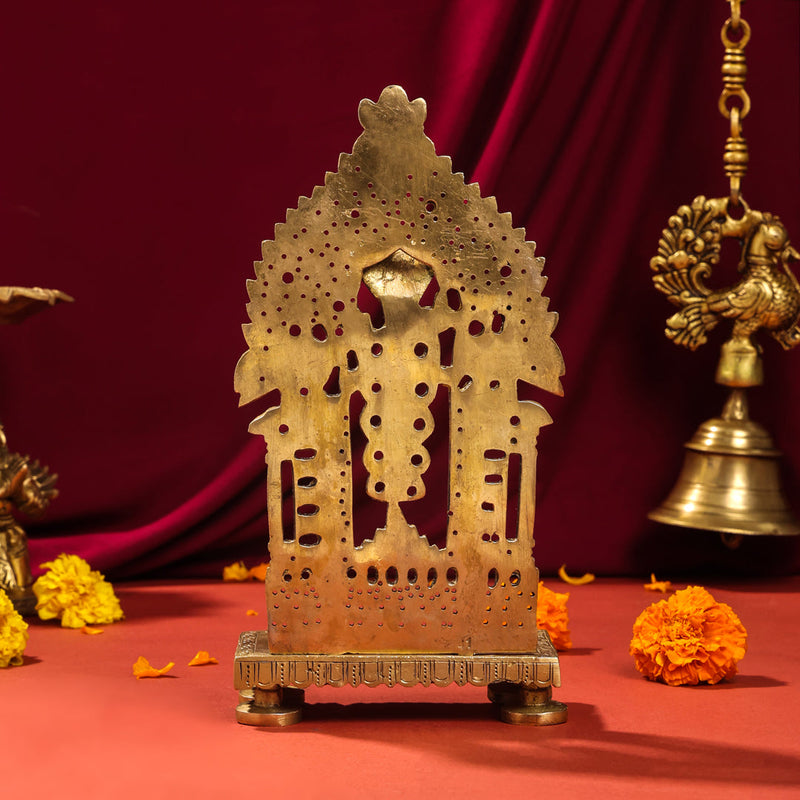 Brass Singhasan With Prabhavali Craft (10.5 Inch)