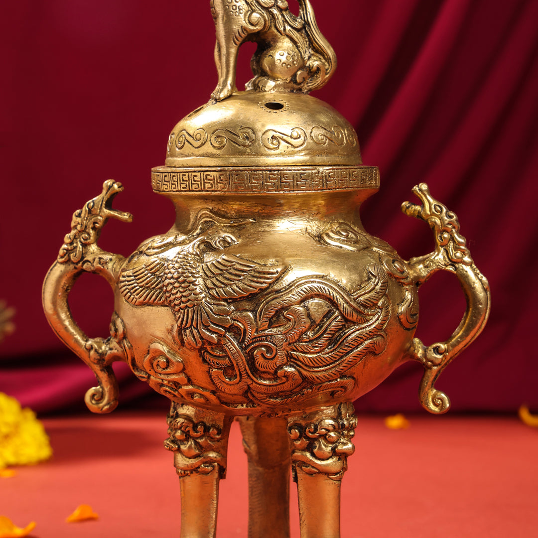 Brass Antique Pot With Lid (9.5 Inch)