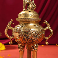 Brass Antique Pot With Lid (9.5 Inch)