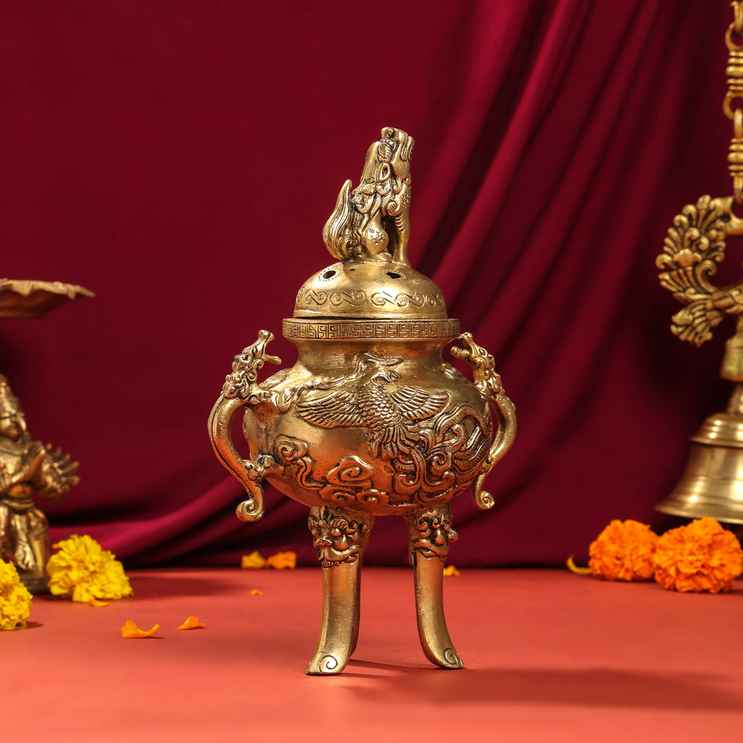 Brass Antique Pot With Lid (9.5 Inch)