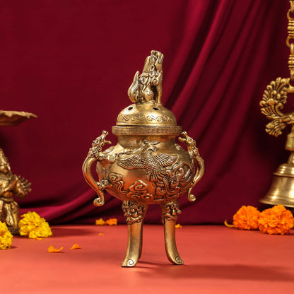 Brass Antique Pot With Lid (9.5 Inch)