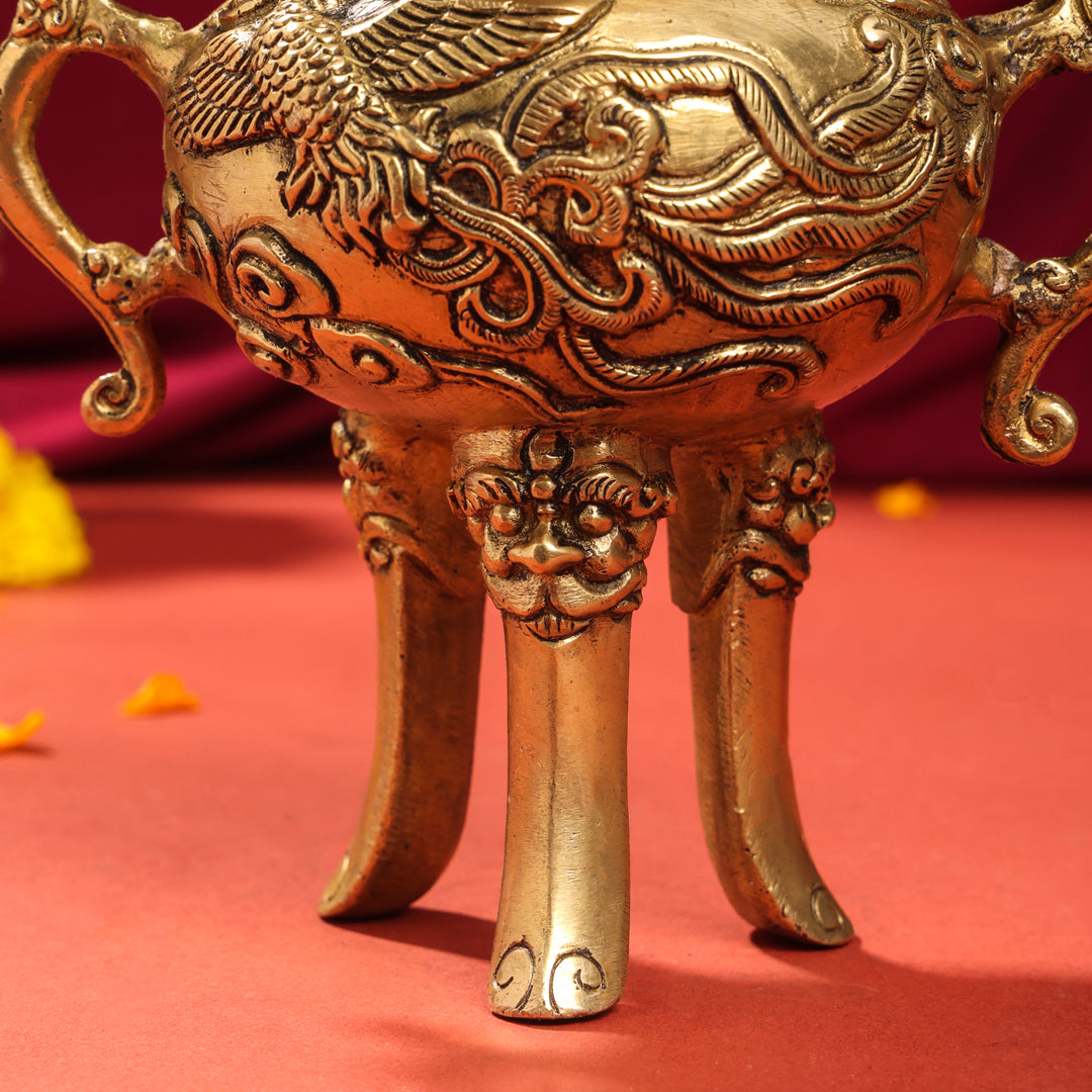 Brass Antique Pot With Lid (9.5 Inch)