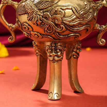 Brass Antique Pot With Lid (9.5 Inch)