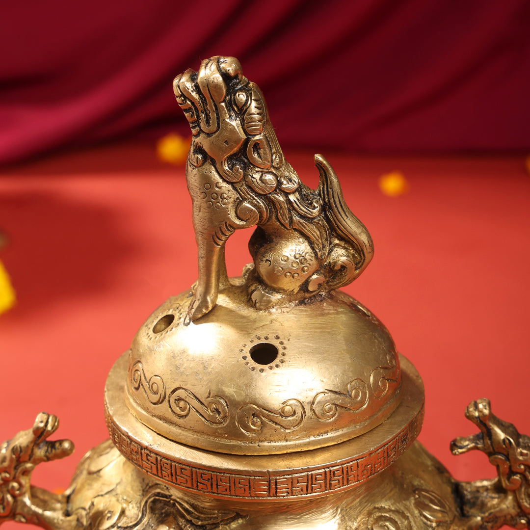 Brass Antique Pot With Lid (9.5 Inch)