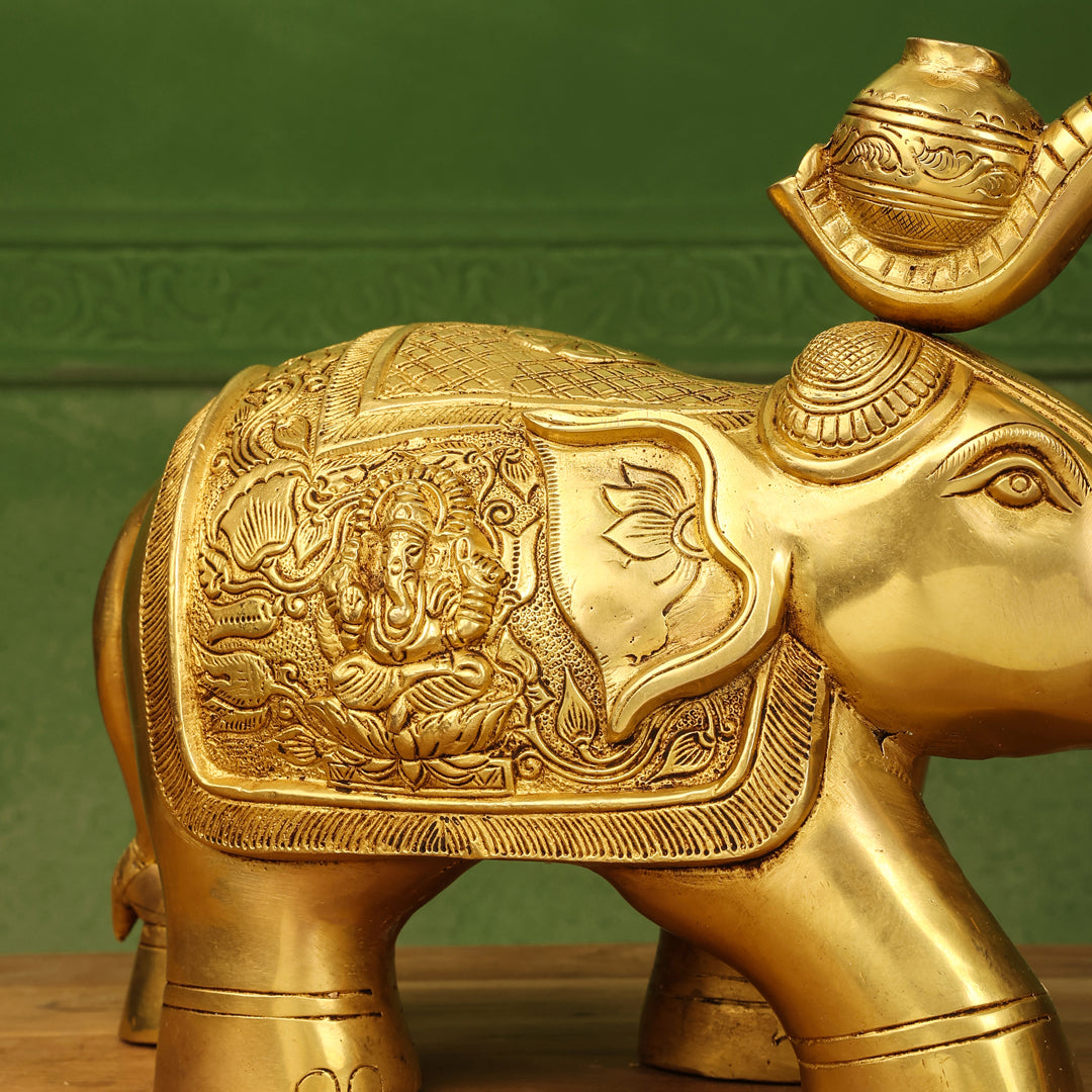 Brass Elephant Royal Statue (8.5 Inch)