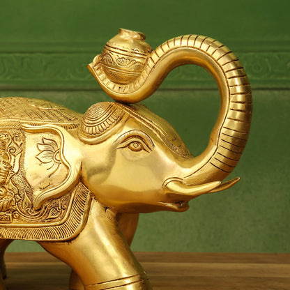 Brass Elephant Royal Statue (8.5 Inch)