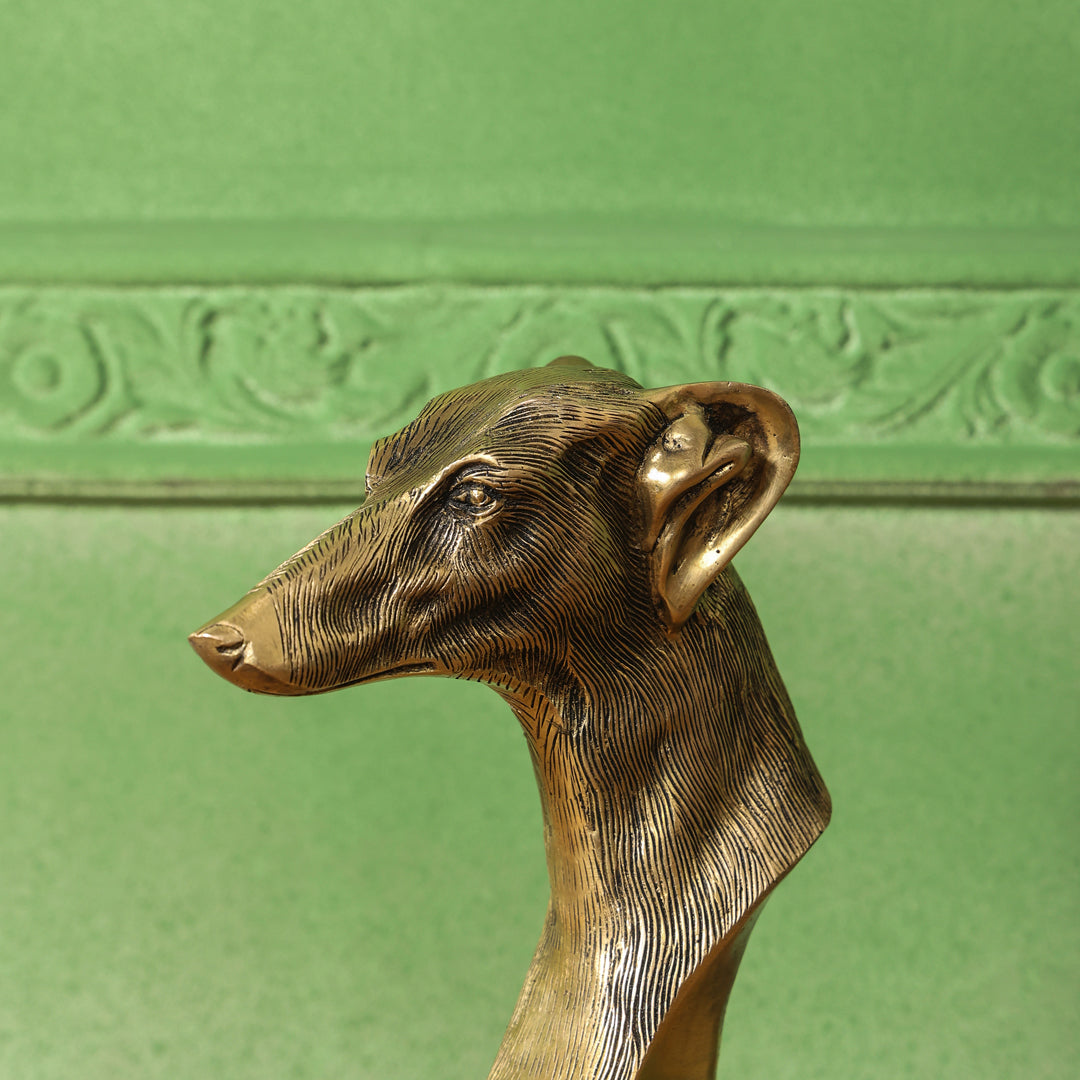 Brass Dog Head Figurine (9 Inch)