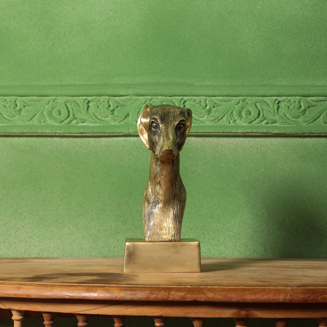 Brass Dog Head Figurine (9 Inch)