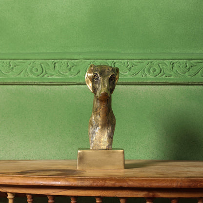 Brass Dog Head Figurine (9 Inch)
