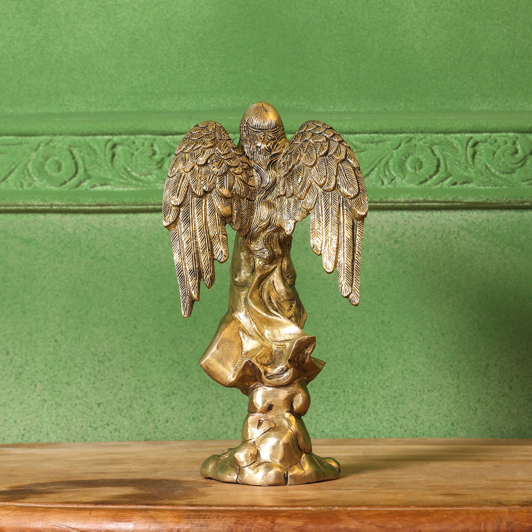 Brass Trumpet Blowing Angel Statue (10 Inch)