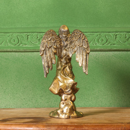 Brass Trumpet Blowing Angel Statue (10 Inch)