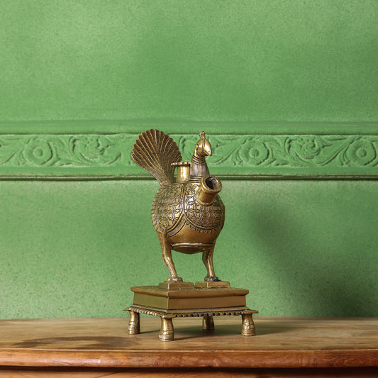 Brass Peacock Hookah Stand (9.5 Inch)