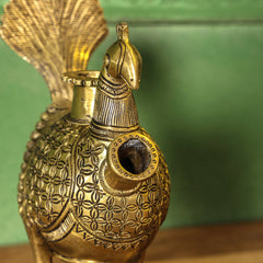 Brass Peacock Hookah Stand (9.5 Inch)