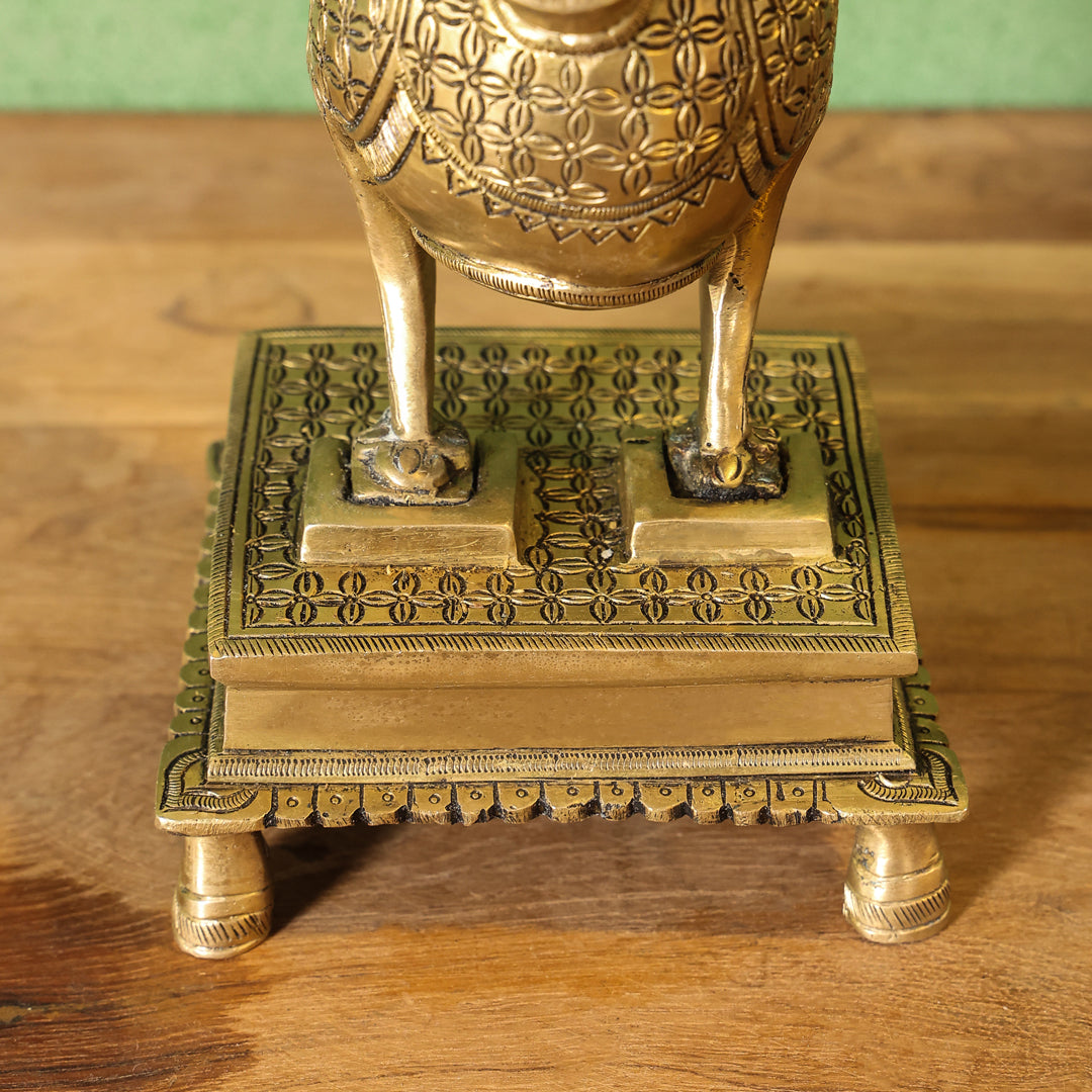 Brass Peacock Hookah Stand (9.5 Inch)