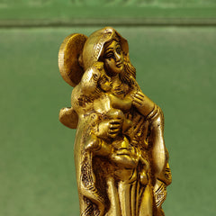 Brass Mother Mary With Baby Jesus Brass Statue (7.5 Inch)