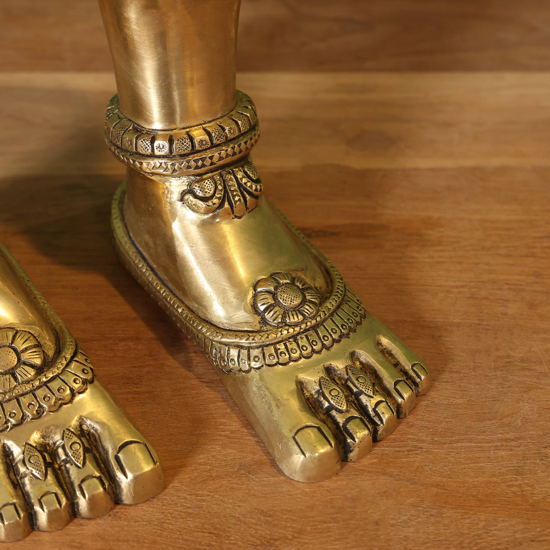 Brass Divine Goddess LakshmI Feet/Charan (5.5 Inch)