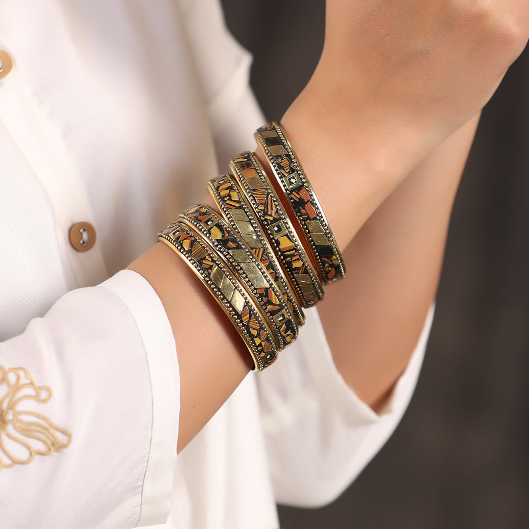 Brass Stone Bangles Set