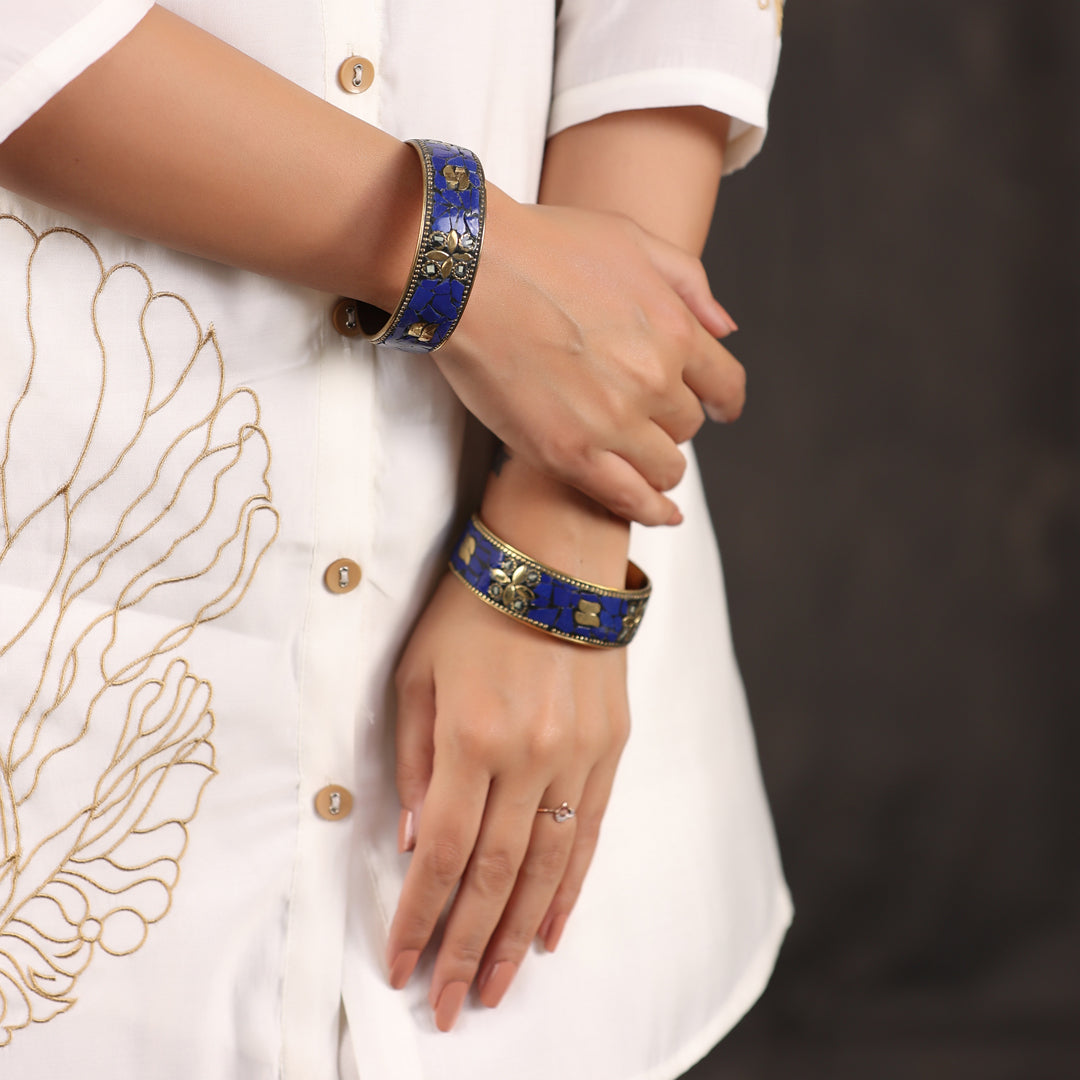 Brass Stone Bangles Pair