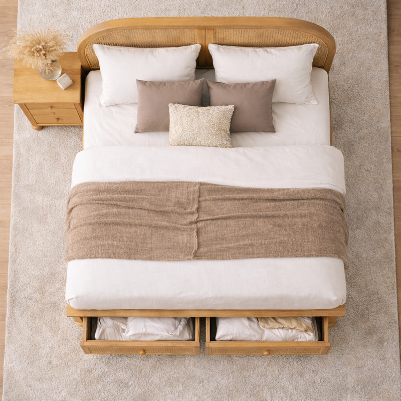 Valencia Rattan Bed With  Drawer Storage