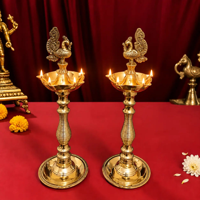 Brass Dana Peacock Samai Lamp Pair