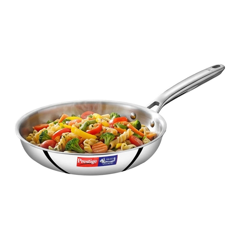 Prestige 5 Litre TRIPLY Svachh Outer Lid Handi Pressure Cooker, Deep Lid for Spillage Control, Gas & Induction Compatible + Prestige 24cm/1.7L Tri-Ply Stainless Steel Splendid Fry Pan, 15Y Warranty