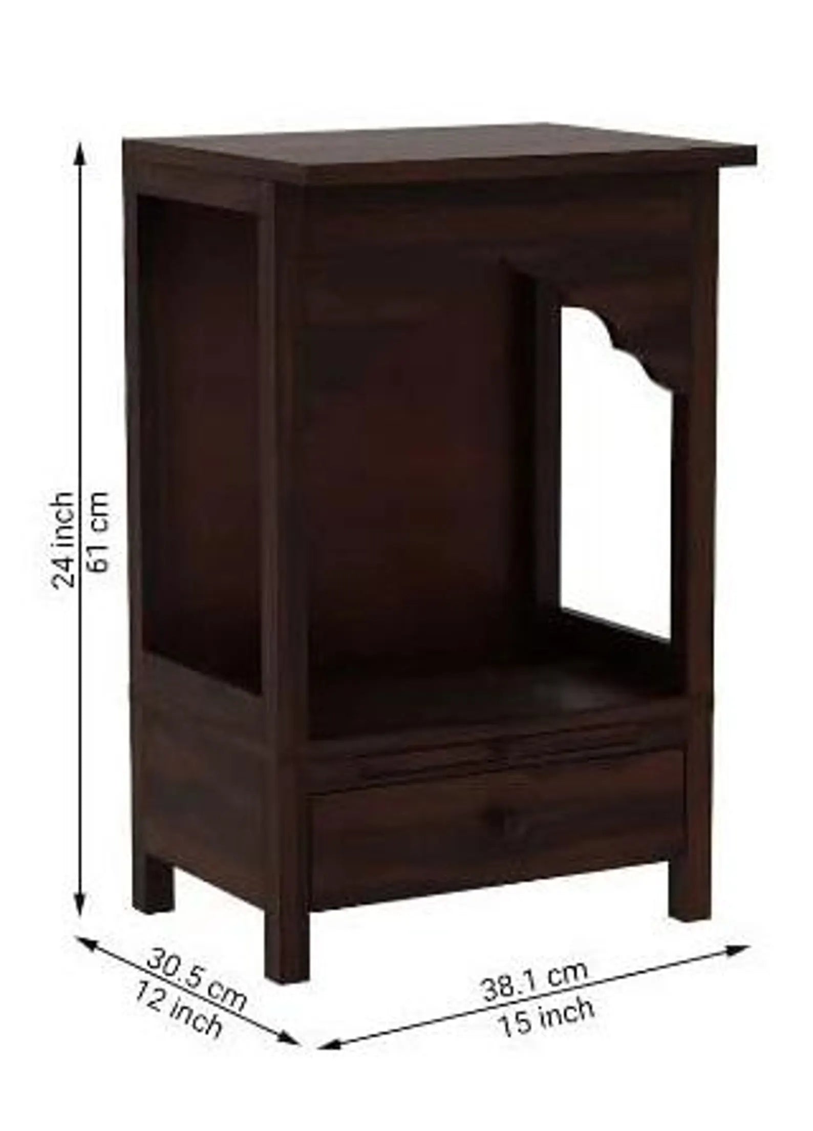 Heritage Arch Solid Wood Home Temple with Storage Drawer