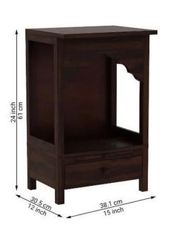 Heritage Arch Solid Wood Home Temple with Storage Drawer