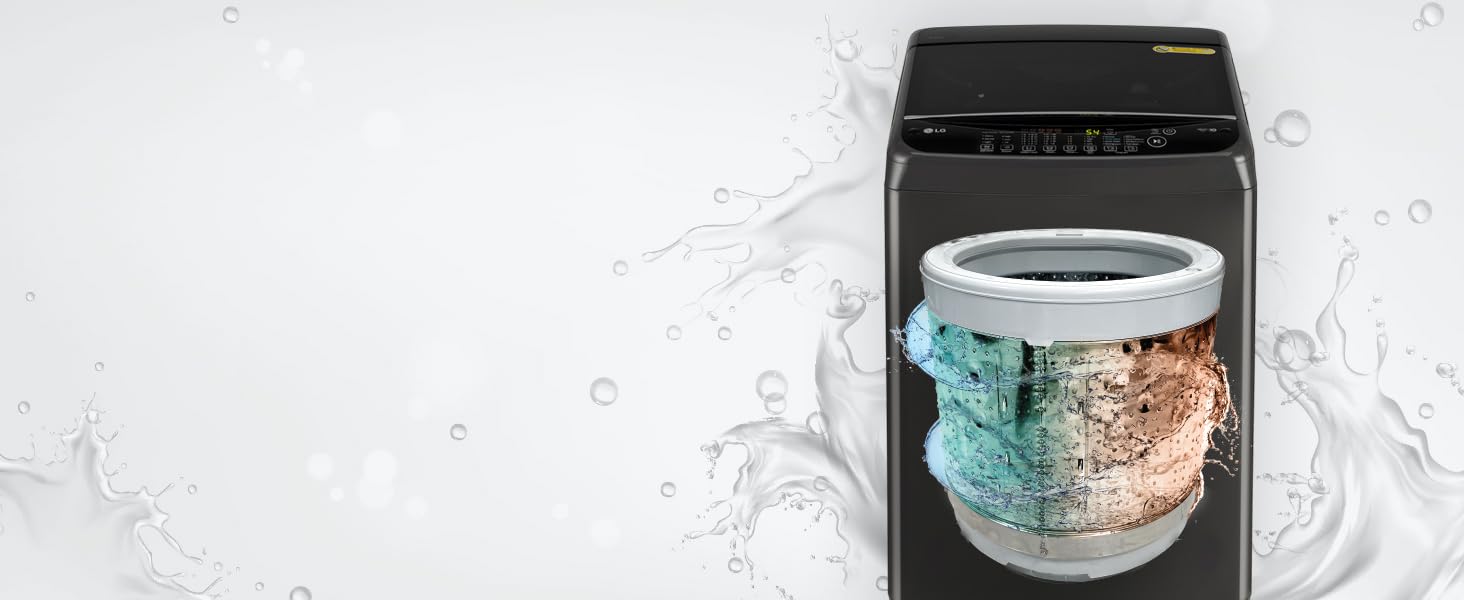 LG Smart Choice, 9 Kg, 5 Star, Smart Inverter Technology, Turbodrum, Fully Automatic Top Load Washing Machine (T90AJMB1Z, Jetspray+, Turbowash, Auto Tub Clean after every wash cycle, Middle Black)