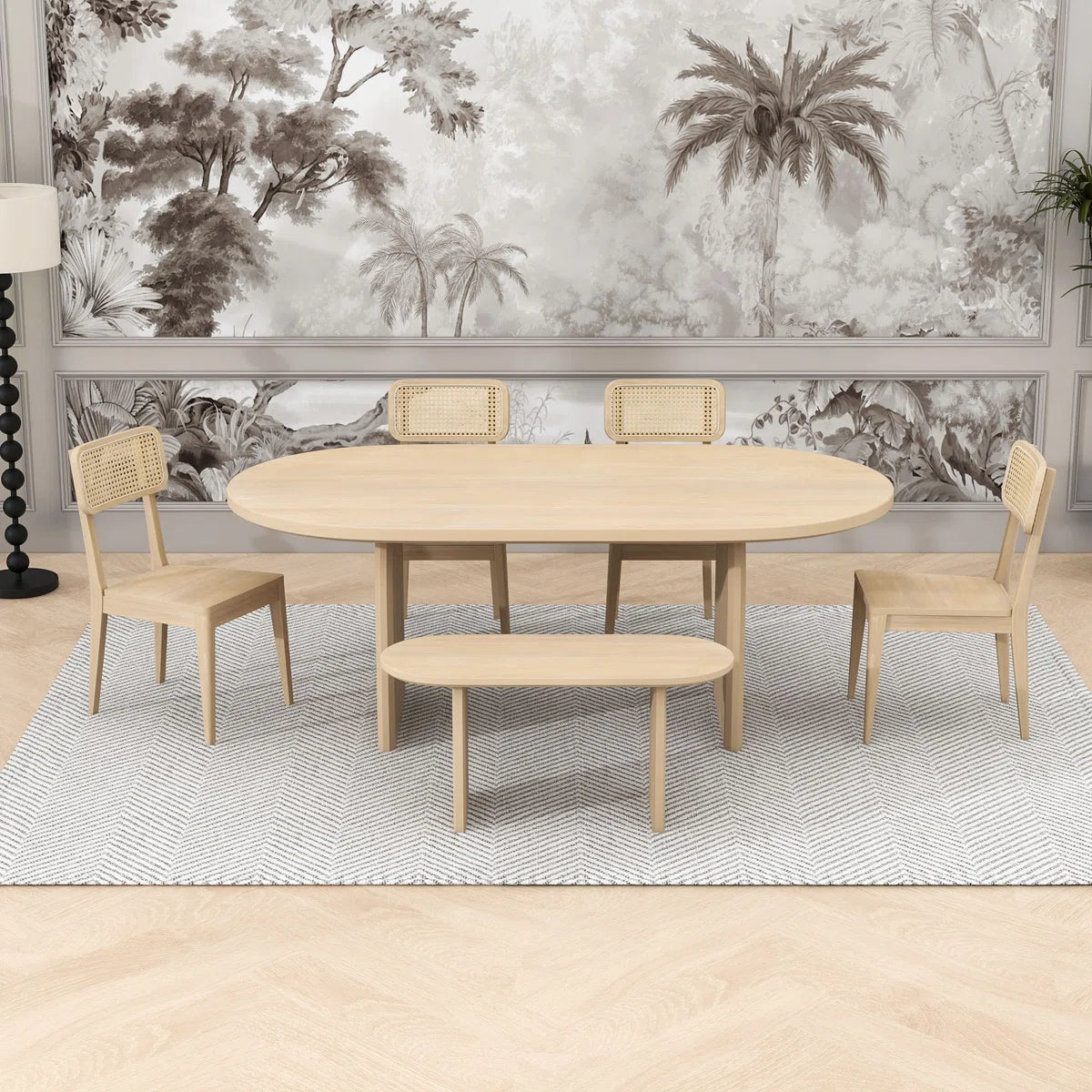 Austin Oval Dining Table Set – Lightwood 6-Seater