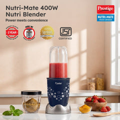 Prestige Crysta Chef Air Fryer 5.5 L + Prestige Nutri-Mate 400W Mixer Grinder, 2 Jars & 3 Lids, Dual Safety Interlock, 1Y Warranty