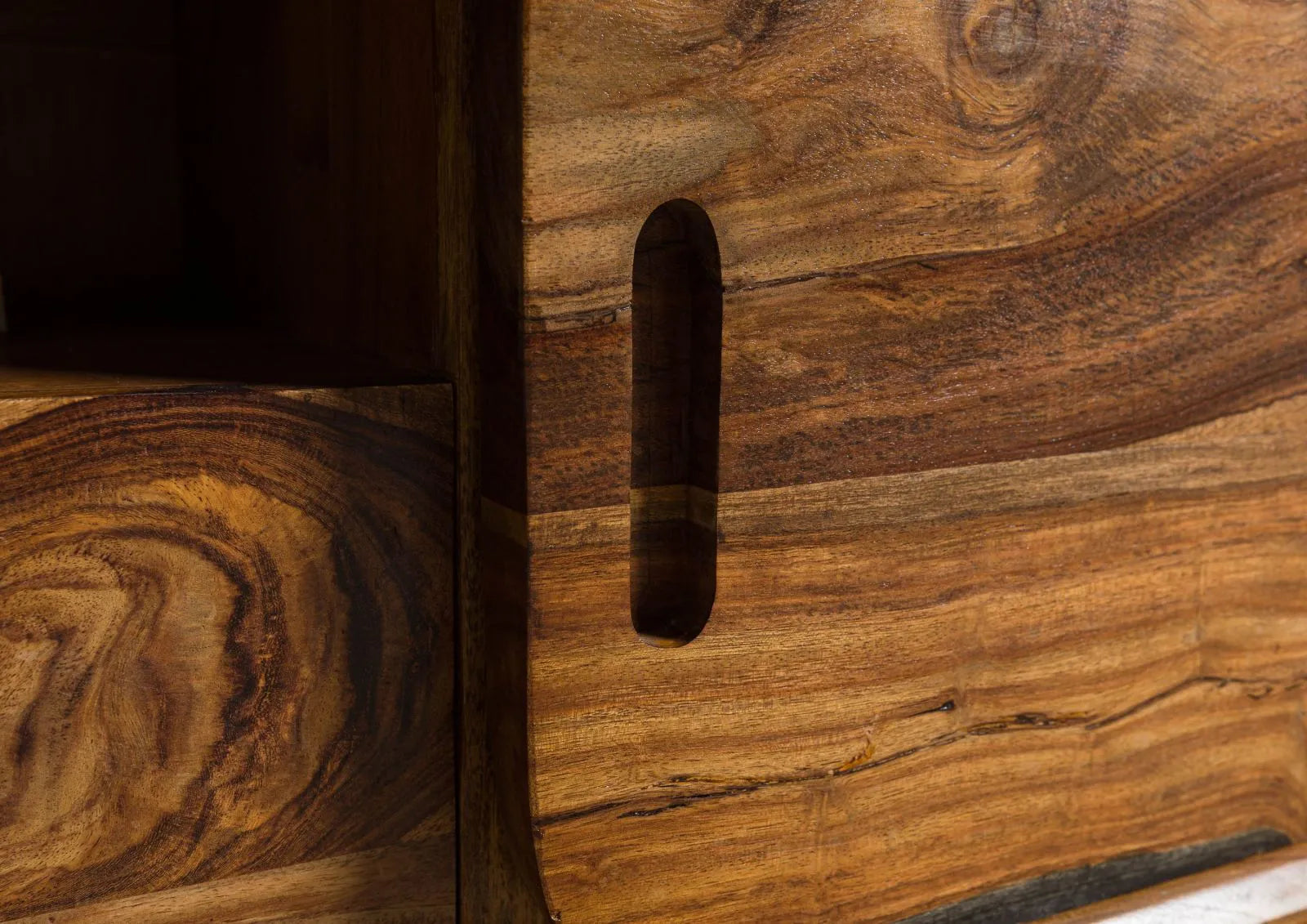 Mid-Century Sheesham Wood Low Media Console