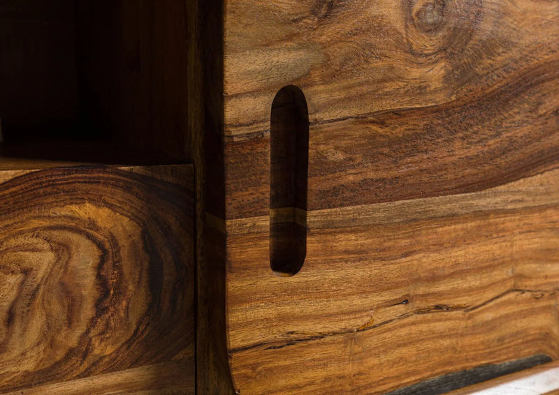 Mid-Century Sheesham Wood Low Media Console