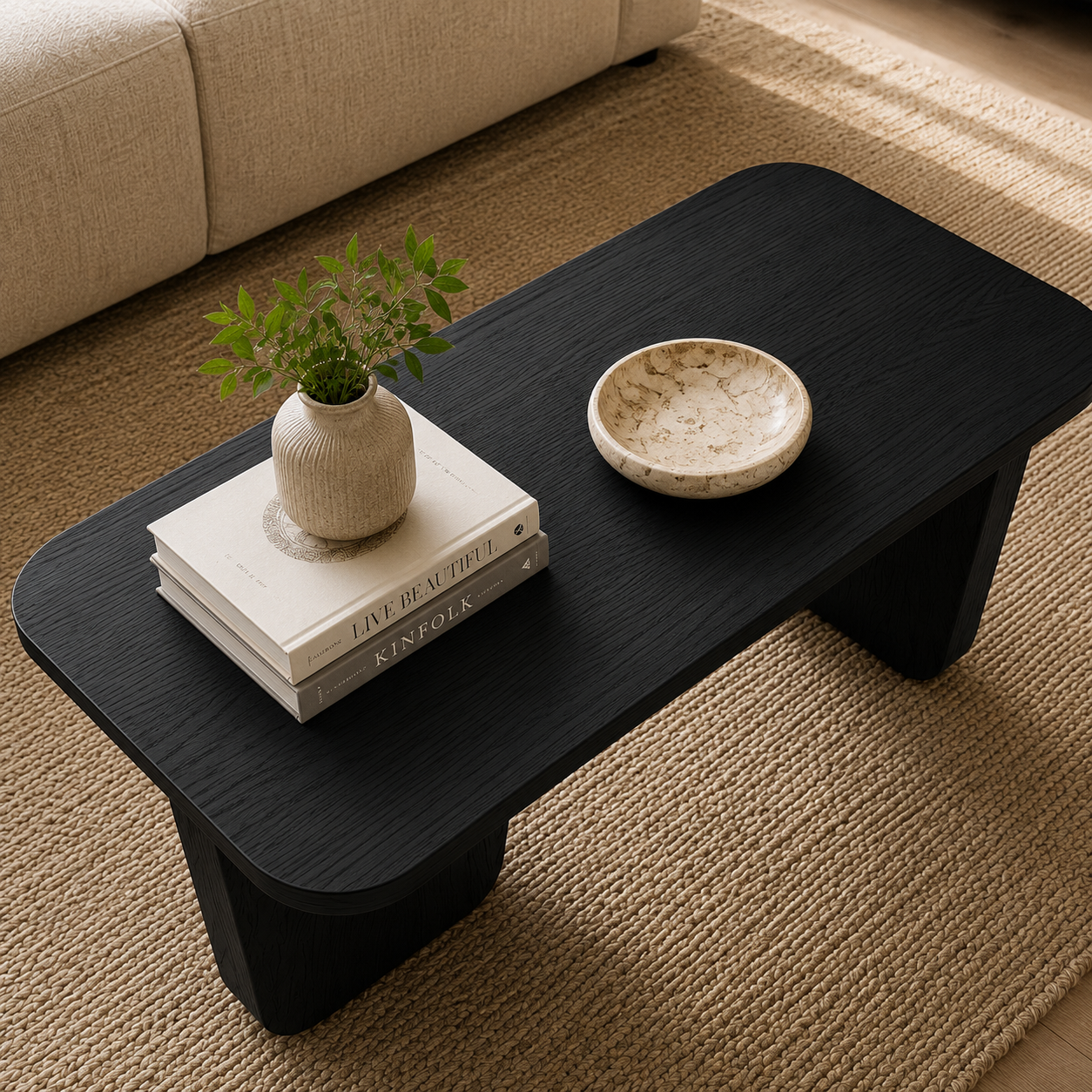 Premium Black Oak Finish Coffee Table