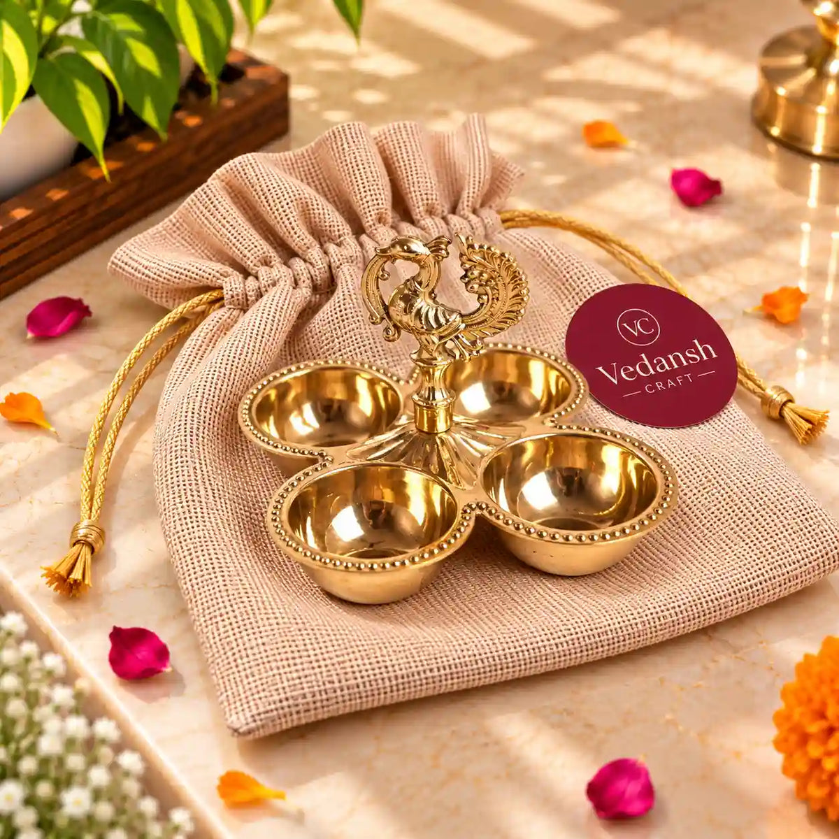 Brass Pooja Potli Gift Hamper: Bulk Corporate Gifting