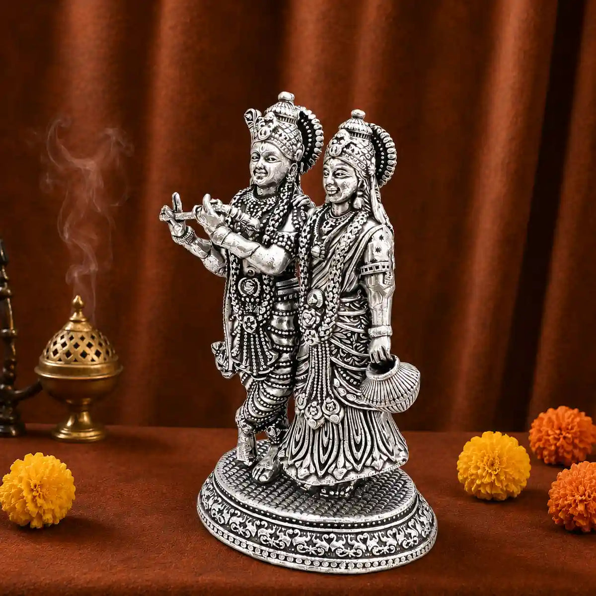 Brass Lightweight Standing Radha Krishna Idol