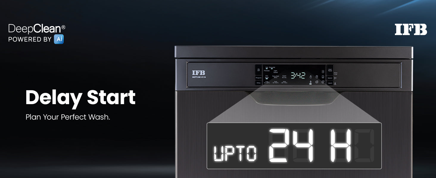 IFB 16 Place Settings with DeepClean® Technology Powered by AI Freestanding Dishwasher (Neptune VX16, Inox Grey, Largest Capacity Washes upto 92 Utensils, 70° Hot Water Wash)