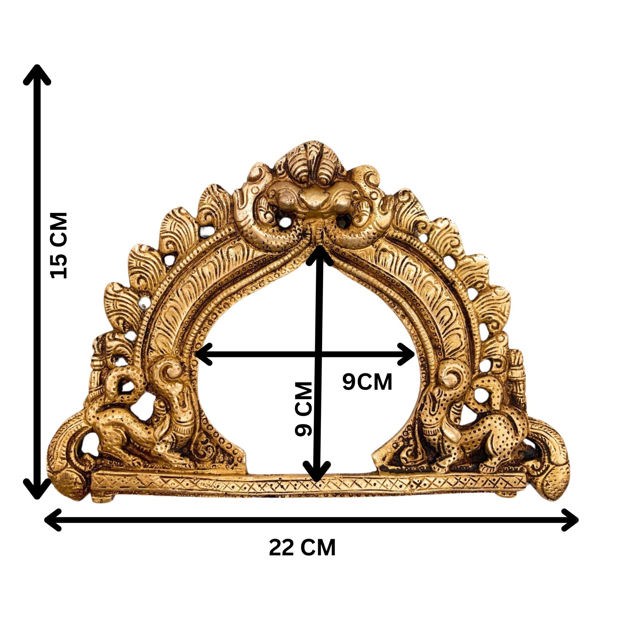 Bhunes Brass Prabhavali Arch Wall Hanging – Prabhawali Frame for Temple, Home Decor & Deity | Traditional Prabhaval with Aura Backplate for Mandir & Pooja Room, Gold, 6 Inch, 1 Piece