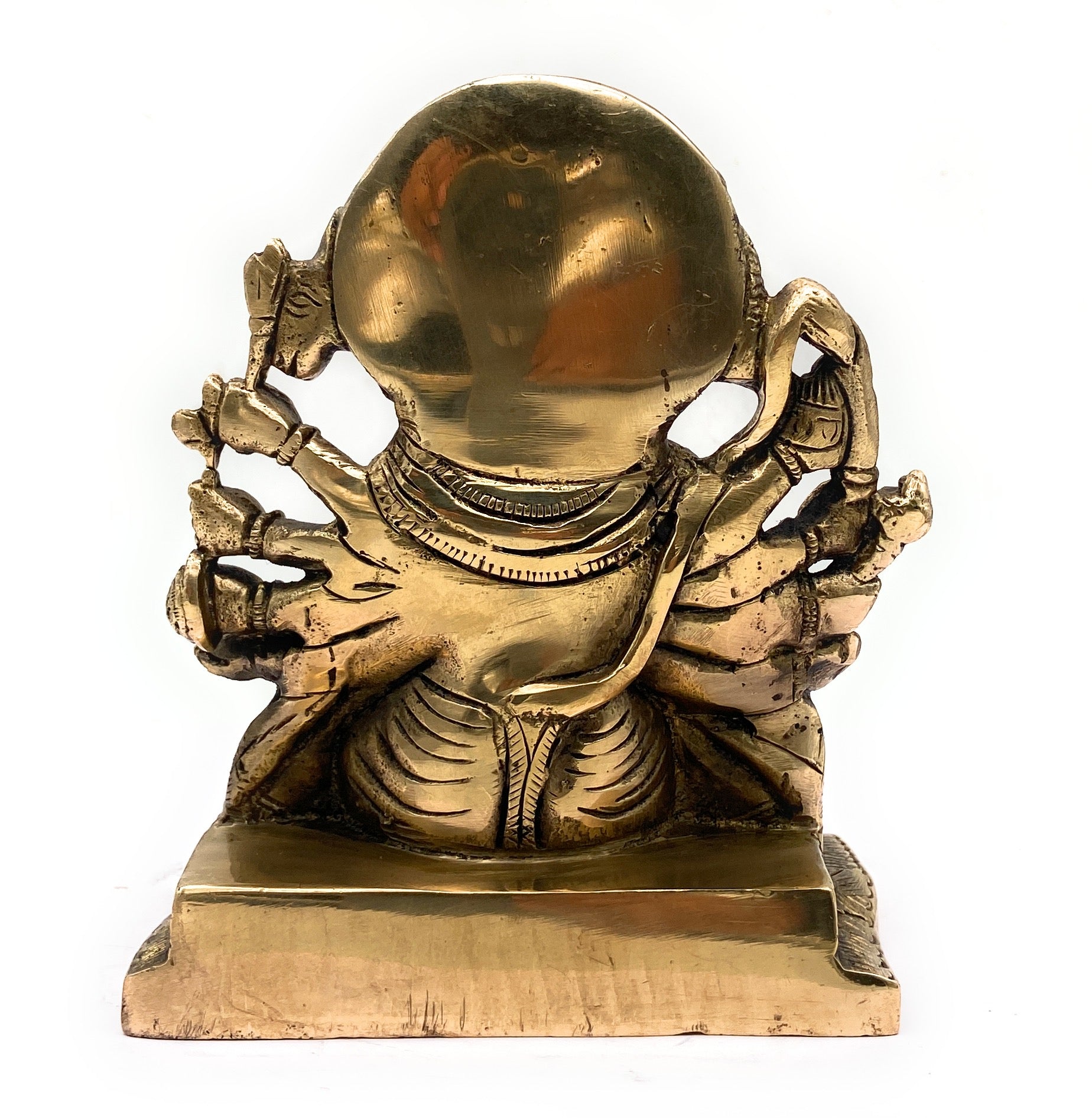 Panchamukhi Hanuman Brass Idol | Bajrangbali | Anjaneya | Maruti | Vayuputra | Mahavira | Handmade Hindu God Statue for Pooja & Home Decor,Gold, 7 Inch, 1 Piece