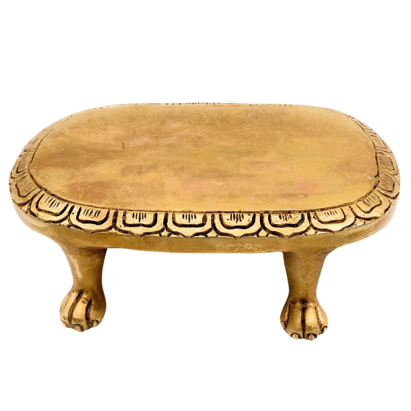 Brass Handcrafted Pooja Chowki, Traditional Peetha Sinhasan for Idols, Mandir & Kalash Stand, Gold, 2.5 Inch, 1 Piece