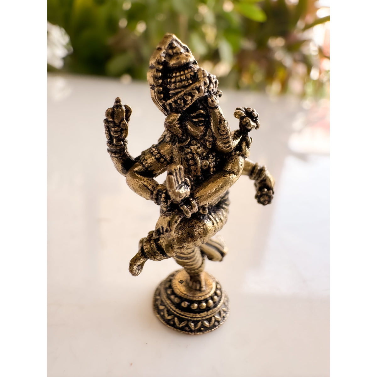 Pure Brass Miniature Dancing Lord Ganesha Idol 1.57 Inch