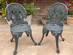 Hasso Cast Aluminium Garden Patio Seating 2 Chair Set (Black)