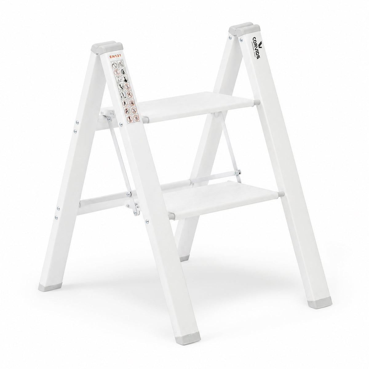 Corvids 2-Steps Premium Folding Step Stool with 2-Year Warranty ( White )