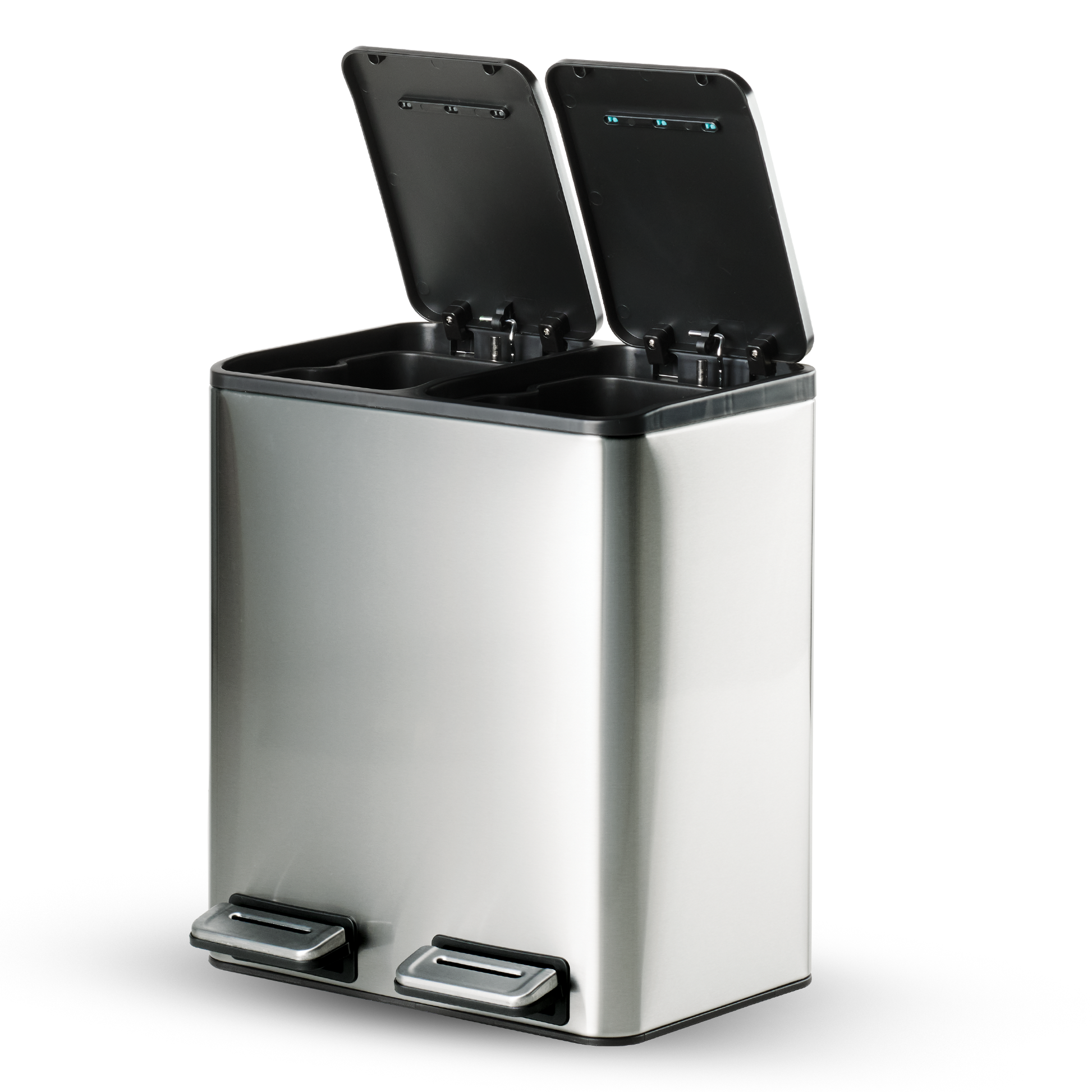 Trash Bin 8 Litre X 2 Stainless Steel Wide Rectangle