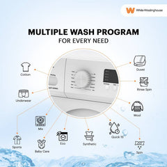 White Westinghouse (Trademark by Electrolux) 10.5 kg Fully Automatic Front Load Washing Machine with In-built Heater White (HDF1050)-3