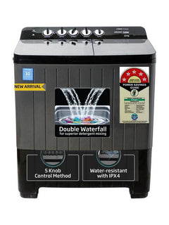Voltas Beko 10 kg Semi Automatic Top Load Washing Machine Black, Grey (WTT100UPA/BKSS)-1