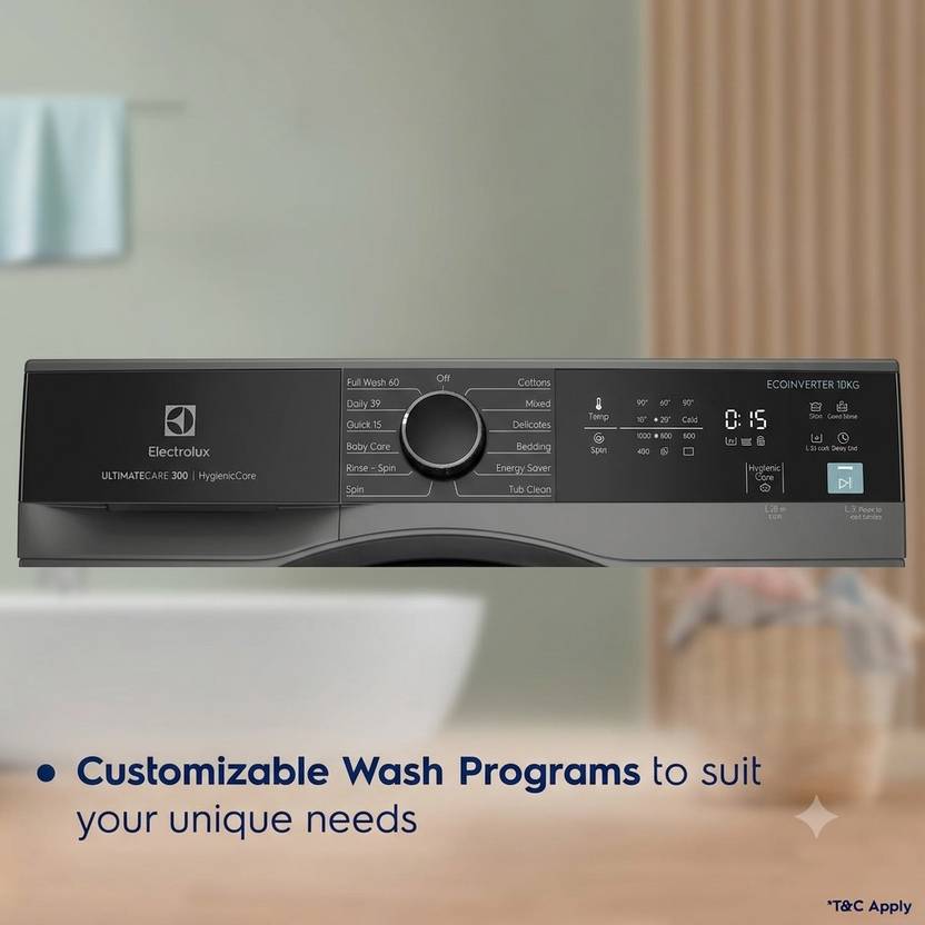 Electrolux 10 kg 5 Star Inverter Fully Automatic Front Load Washing Machine (UltimateCare 300, EWF1024M3SB, HygienicCare, Dark Silver)-5