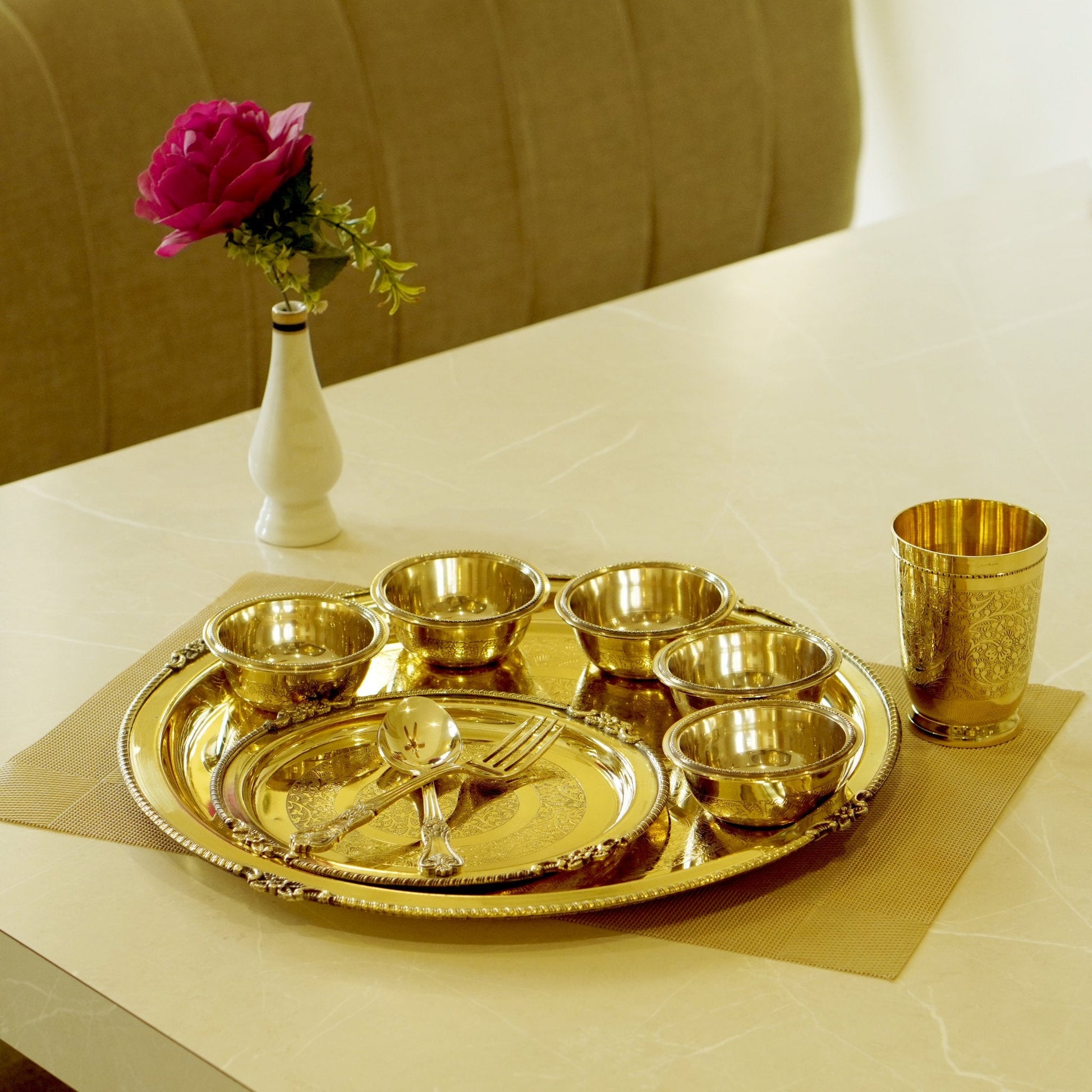 Brass Etched 10Pc Dinner Set (14" Plate)